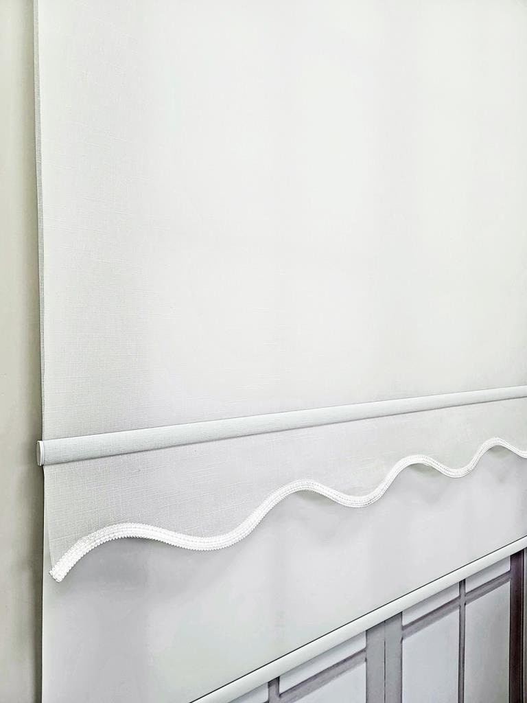 Original Linen Fabric Double Mechanism Tulle and Roller Blinds Curtain, Color