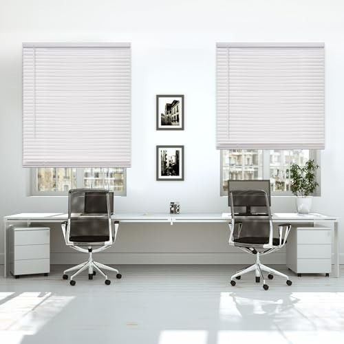 Cordless 1″ Mini Blinds, Flexible Slats, 46″W x 72″H, Pearl White Window Coverin