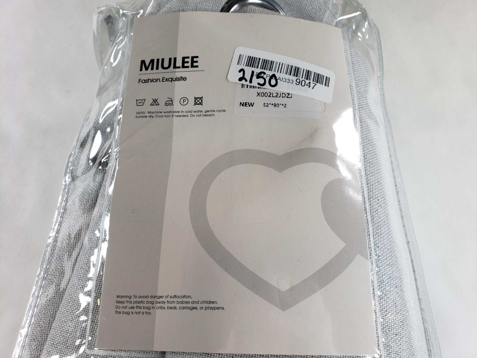 MIULEE Linen Texture Curtains Solid 100% Blackout Greyish White 52″x96″ 2 Panels