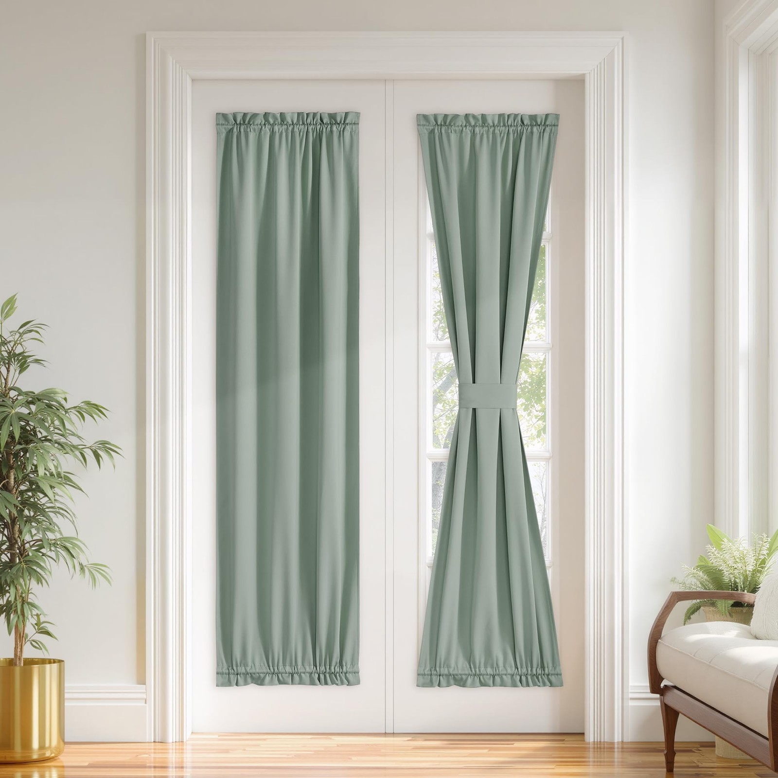 Pony Dance French Door Curtain For Front Glass Patio Door 100 Blackout Dual Rod