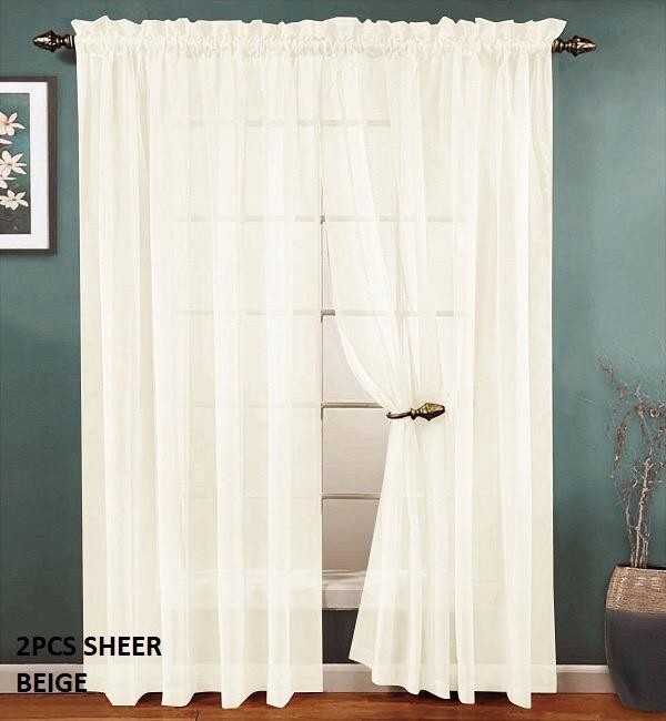 Solid Sheer Curtain Set (2 Panels) in 17 Different Colors!