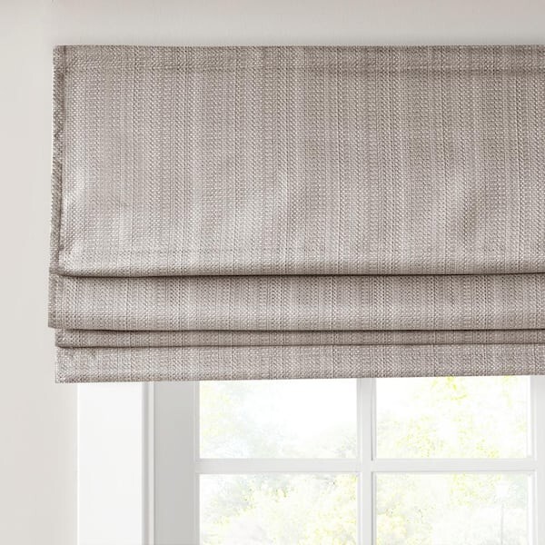 Colm Toupe Cordless Basketweave Polyester 27 in. W x 64 in. Room Darkening Roman