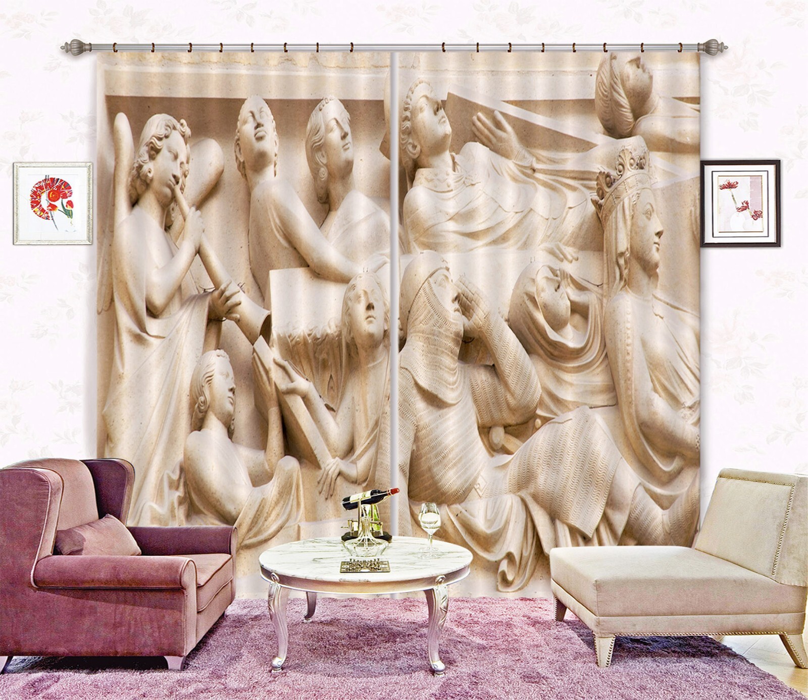 3D White Statue Religion ZHUA2173 Photo Curtain Window Blockout Fabric Amy 2023