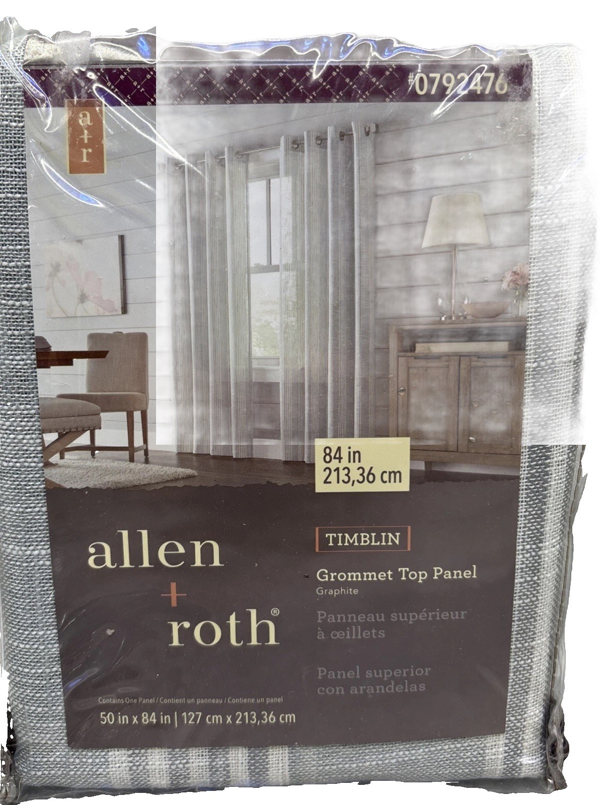 allen + roth 84-in Light Filtering Grommet Curtain Panel Timblin 0792476 {11}