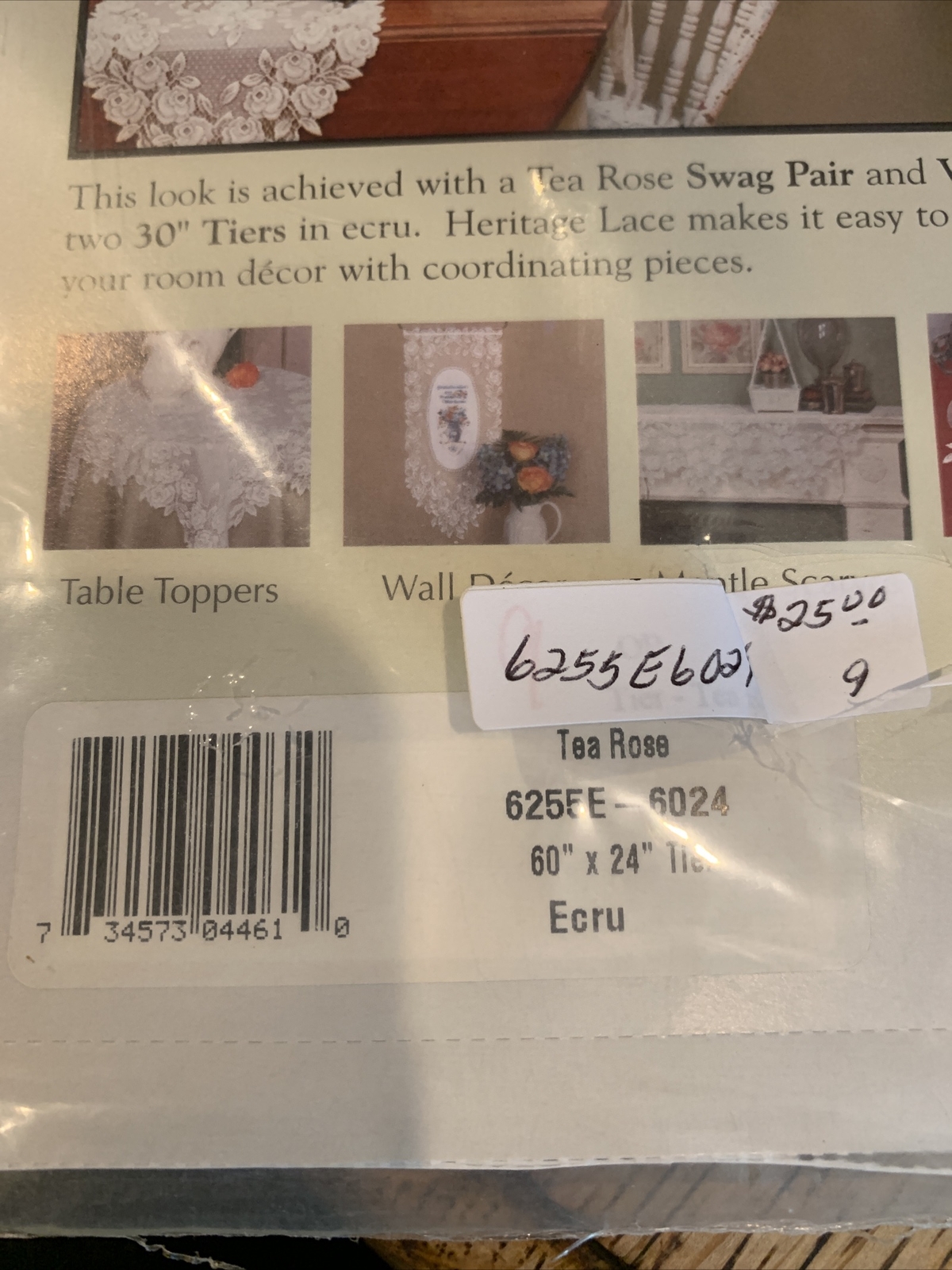 HERITAGE LACE CURTAINS TEA ROSE 60″ X 24″ TIER ECRU (BEIGE) NEW MADE IN THE USA