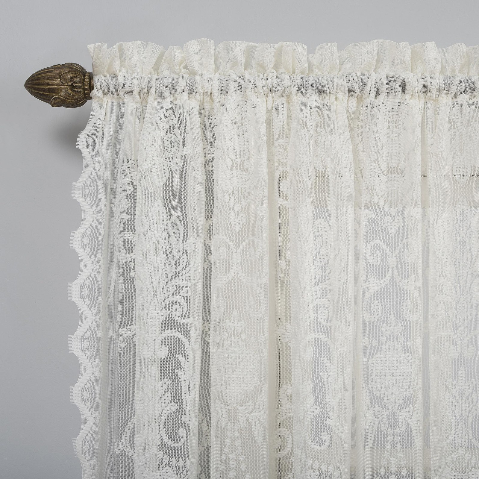 Ariella Floral Lace Rod Pocket Curtain Panel, 58″ x 63″, Ivory