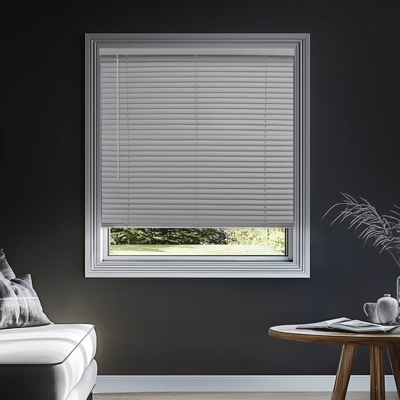 45″x48″ Chicology Blackout Vinyl Mini Blind White Cordless 1″ Vinyl Mini Blinds