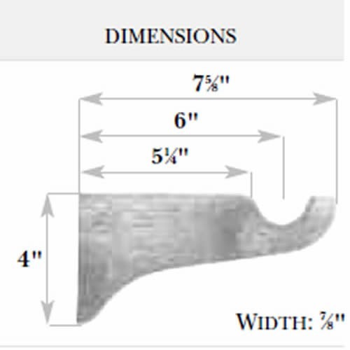 1 PAIR Kirsch Unfinished Wood Trend Bracket 6″ Return for 1-3/8″ Pole 5614EG091