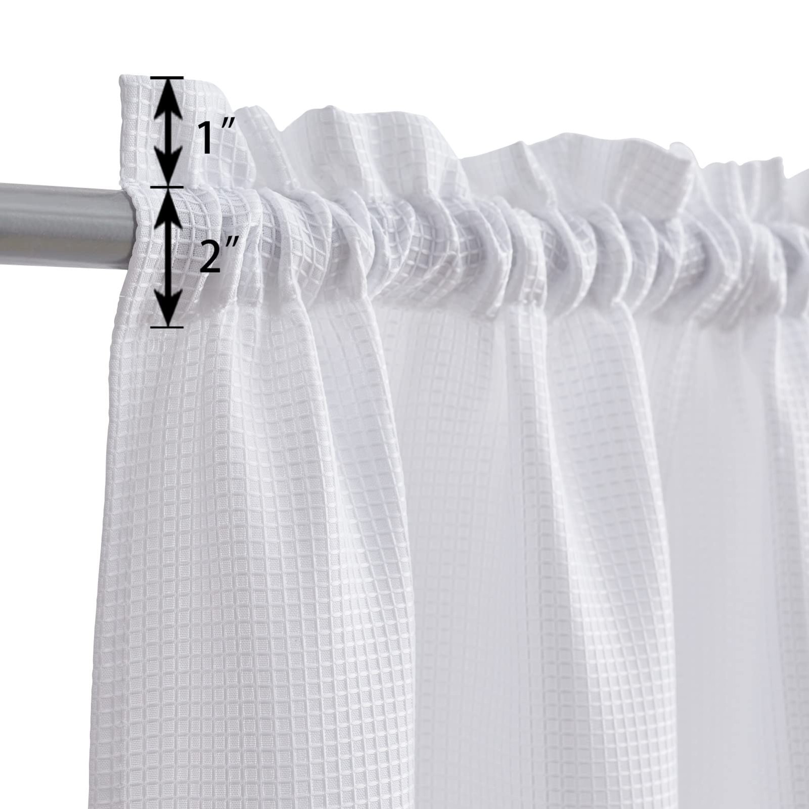 Waffle Weave Textured Half Window Tier Curtains, Water Repellent, 72×36″, Set of