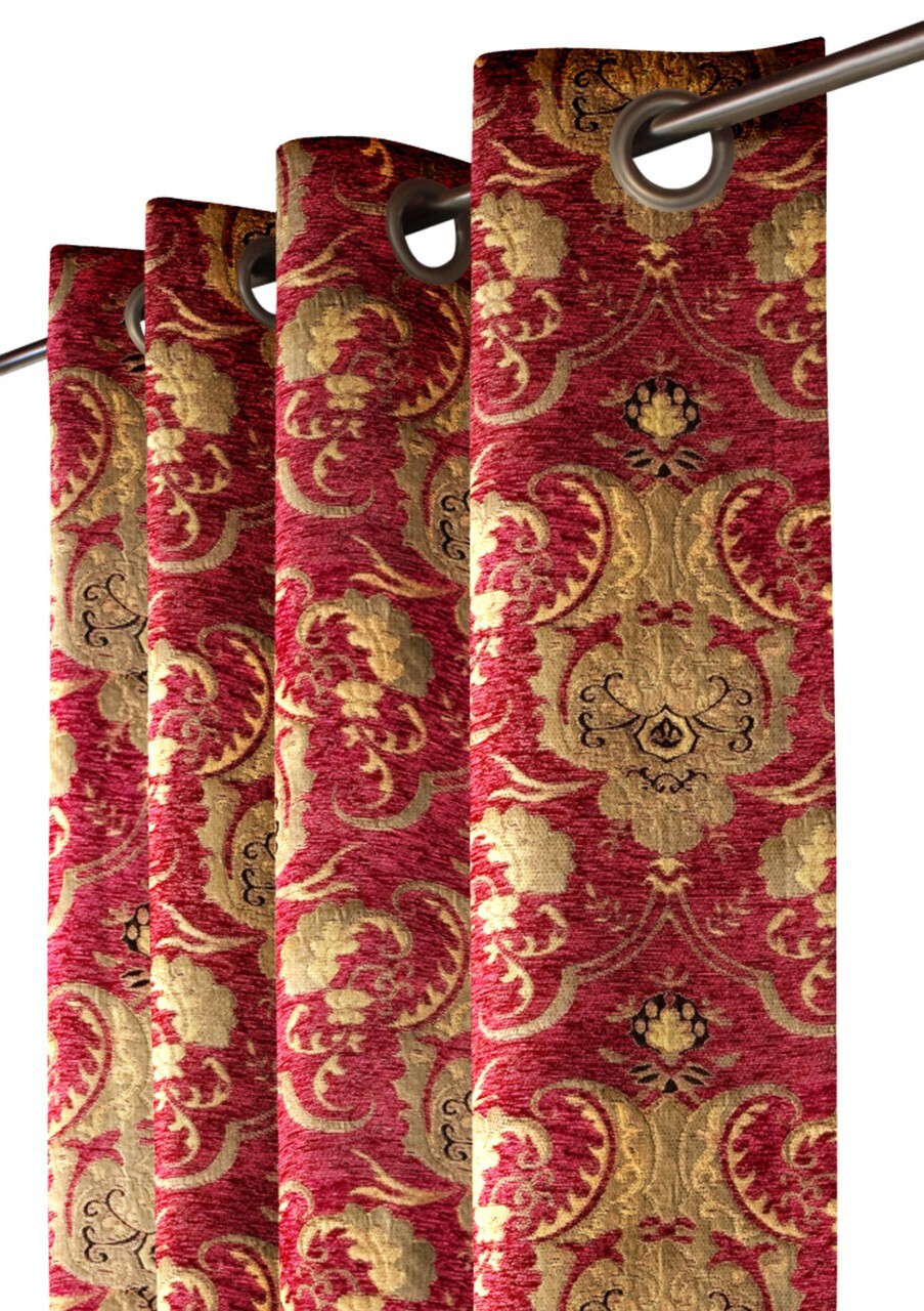 J1 Chenille Drapery Panel – Red- Rayon/Polyester- 60″ Inches W x 96″ H-J2