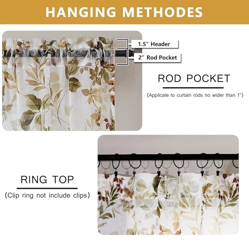 Crushed Sheer Curtains Tiers 36 Inch 42″W x 36″L (Pack of 2) Multi Color