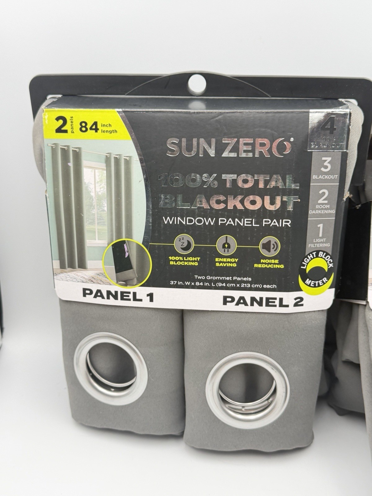 Sun Zero Blackout Window Curtains 2 Panels lot of 2, 37×63 &37×84 Brand New
