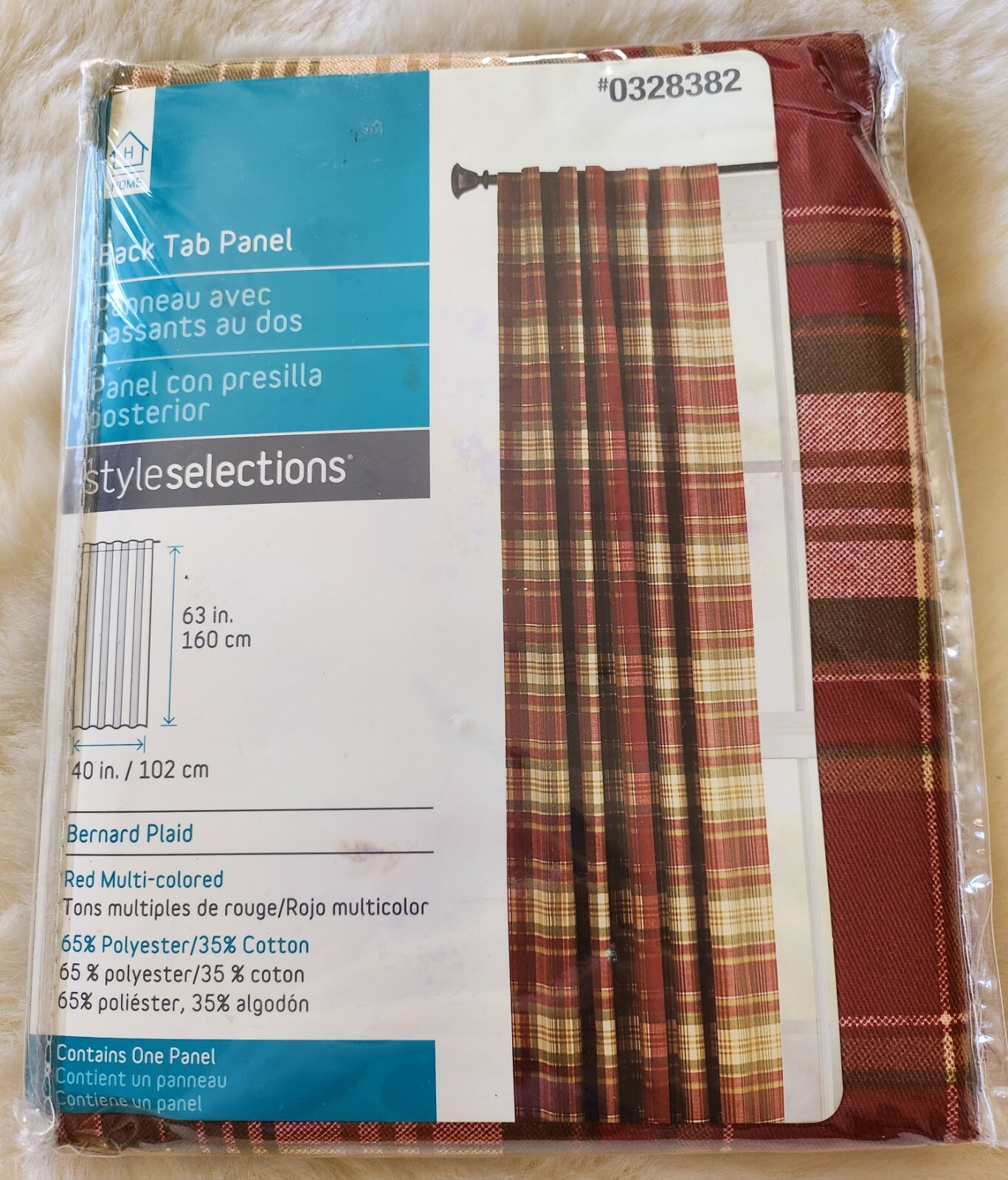 Style Selections Bernard Plaid Back Tab Panel 40″ x 63″ One Panel