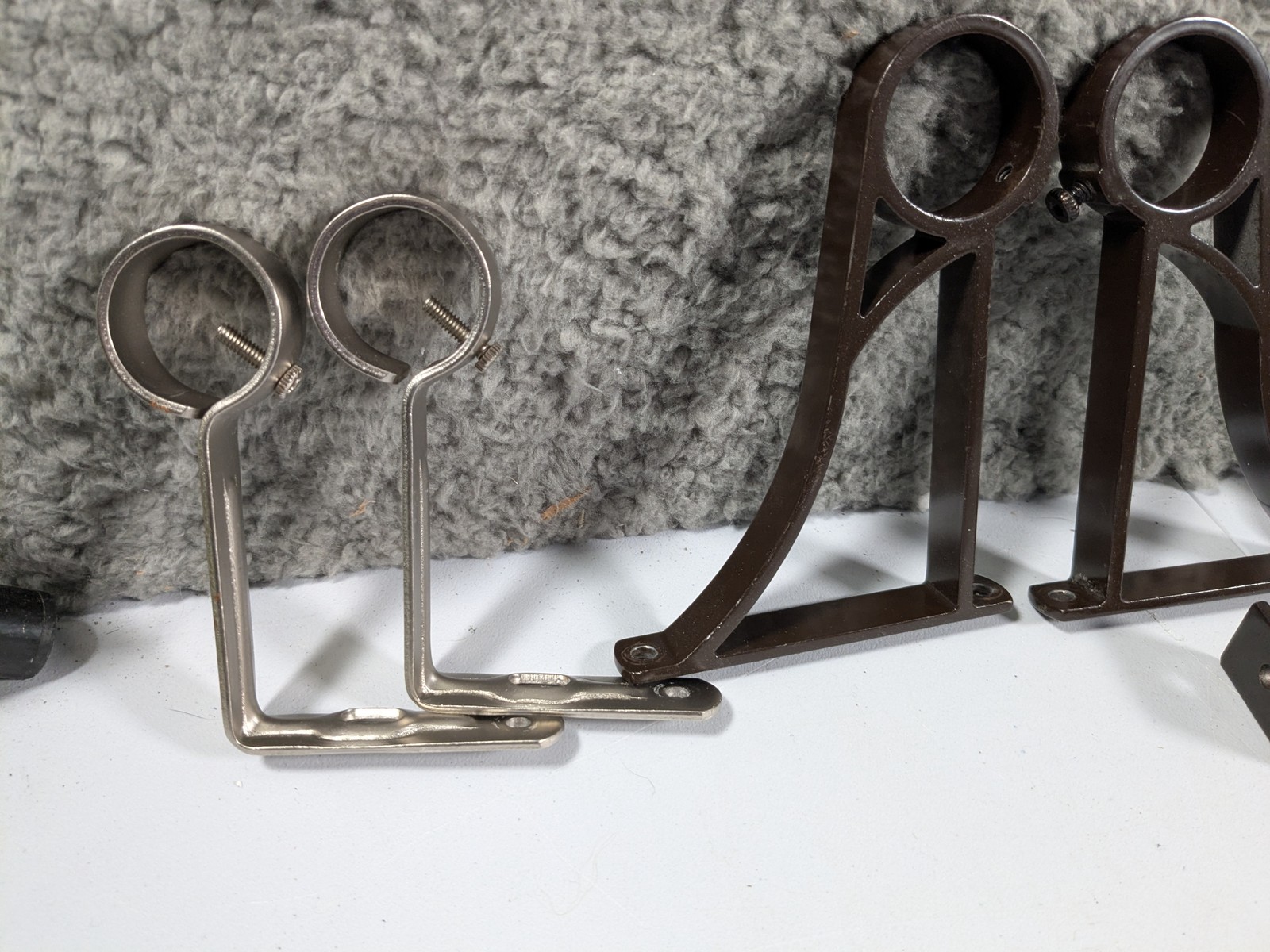 Lot (9) Curtain Rod Brackets Wall Mount Metal Bronze Brass Nickel Mixed