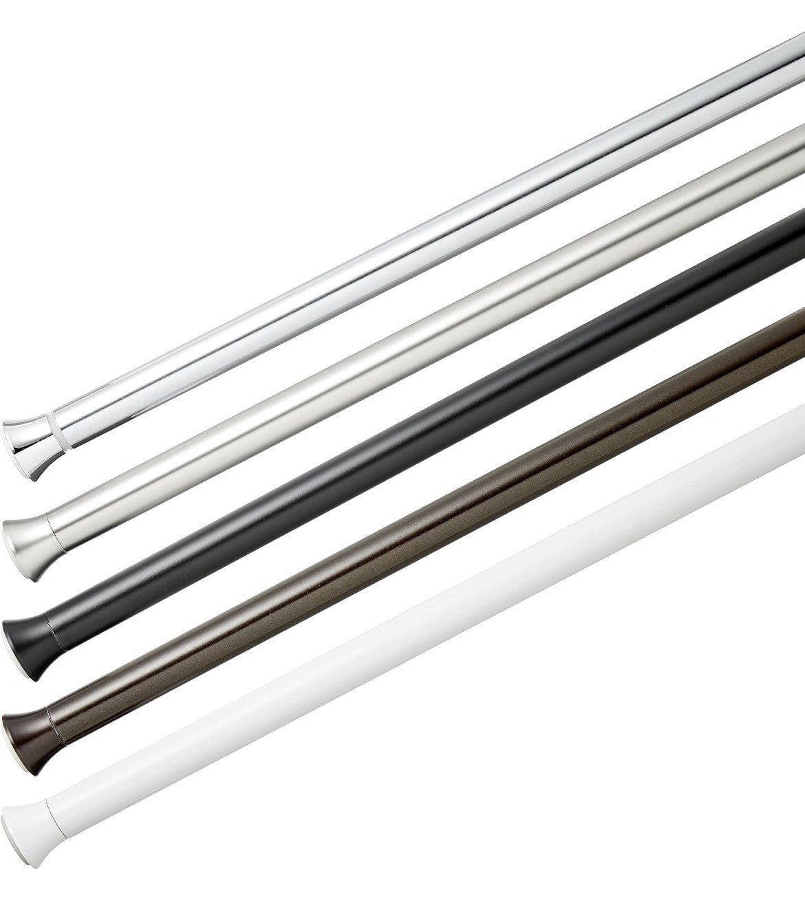 No Drill Spring Tension Curtain Rod, Adjustable 54-90″ Width, Chrome, Classic Fi