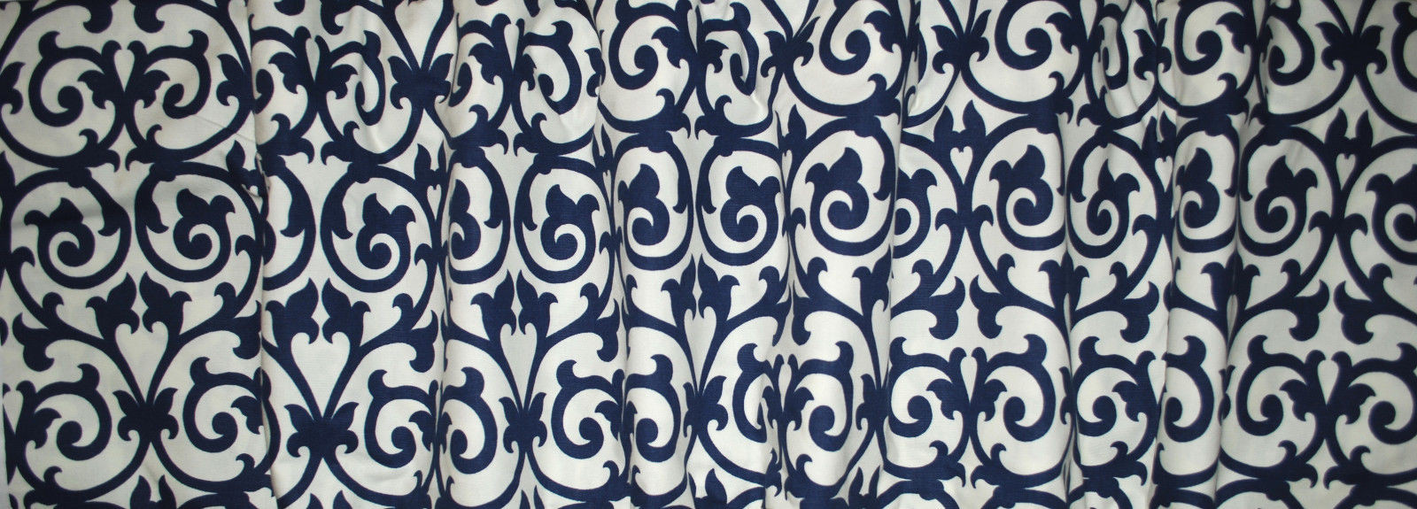 New NAVY blue scroll WHITE nautical DRAPERY weight fabric window VALANCE lined