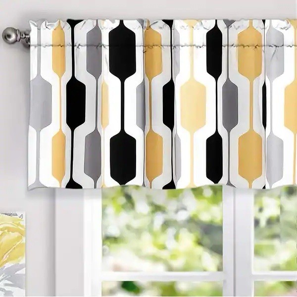 DriftAway Riley Geo Lined Window Curtain Valance 50×18 Polyester Yellow
