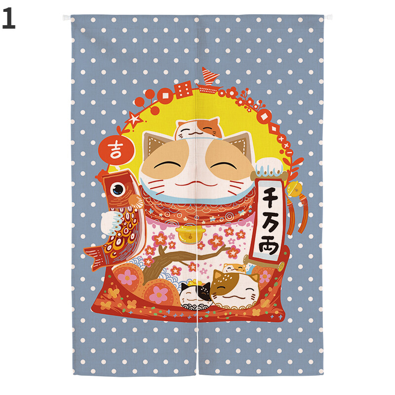 1PC Japanese Cute Lucky Cat Door Curtain Kid’s Bedroom Drapes Hanging Decoration
