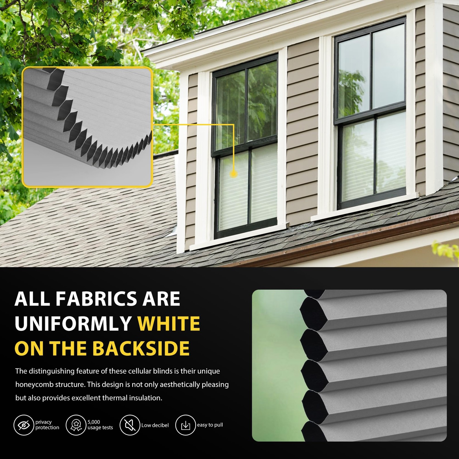 UNISHADES Top Down Bottom Up Cellular Shades 29×64 Black Blackout