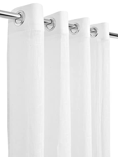 Linenweaves Cotton Linen Solid Window Curtain Set With Eyelet Rings 4.5ft x 5 ft