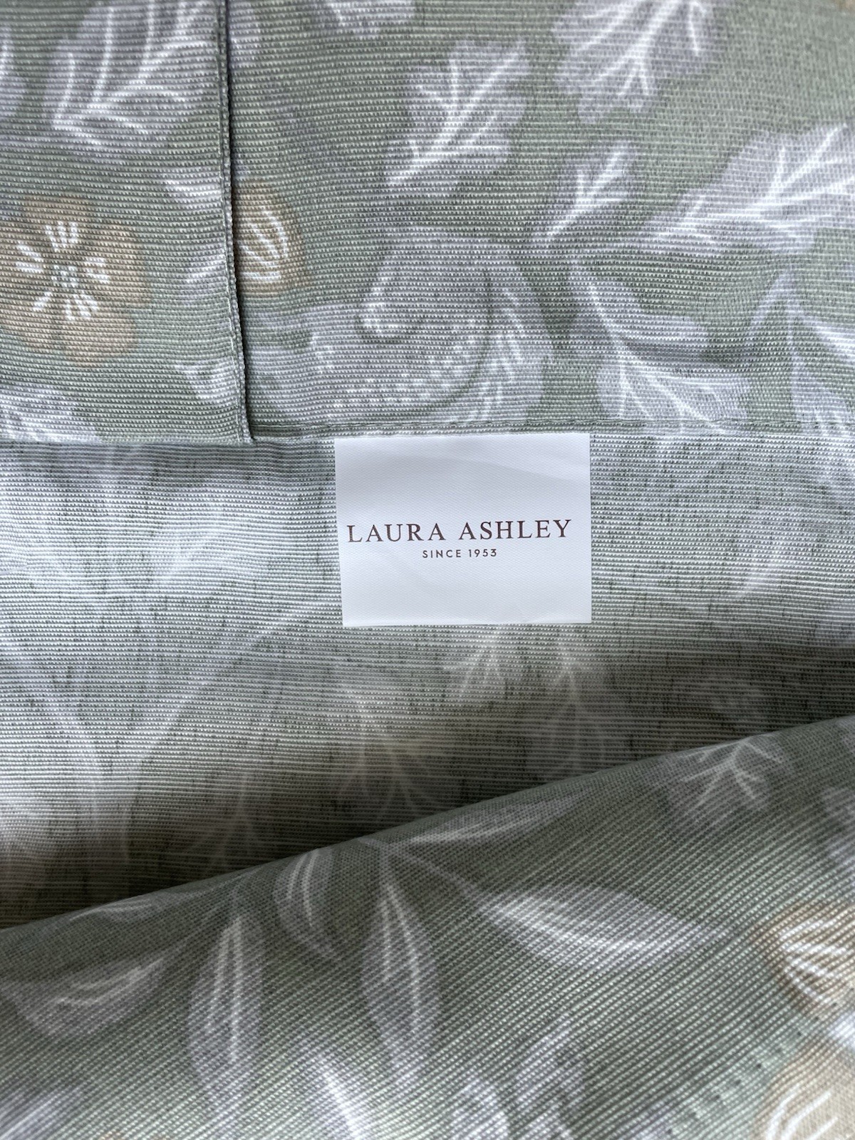Laura Ashley ELDER FOREST 38”x96” Drapes Sage Green Cotton Blend 2 Panels NEW