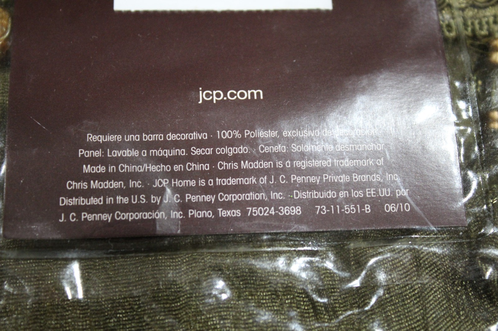 Chris Madden India Beaded Tailored Valance Olive Night NEW IN PACKAGE