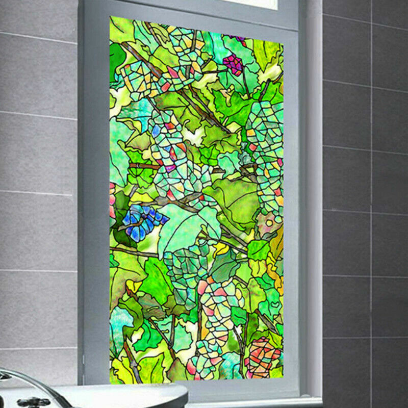 1 Roll Static Cling Window Films Frosted Grapes Stained Glass Stickers Privacy