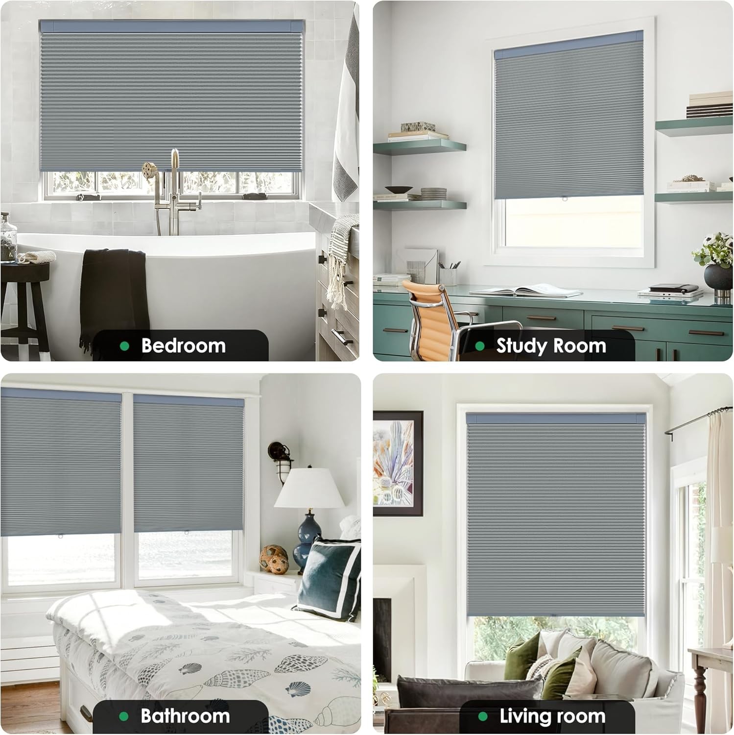 LazBlinds No-Drill Cordless Cellular Shade 52x64in Light Filtering Dark Grey