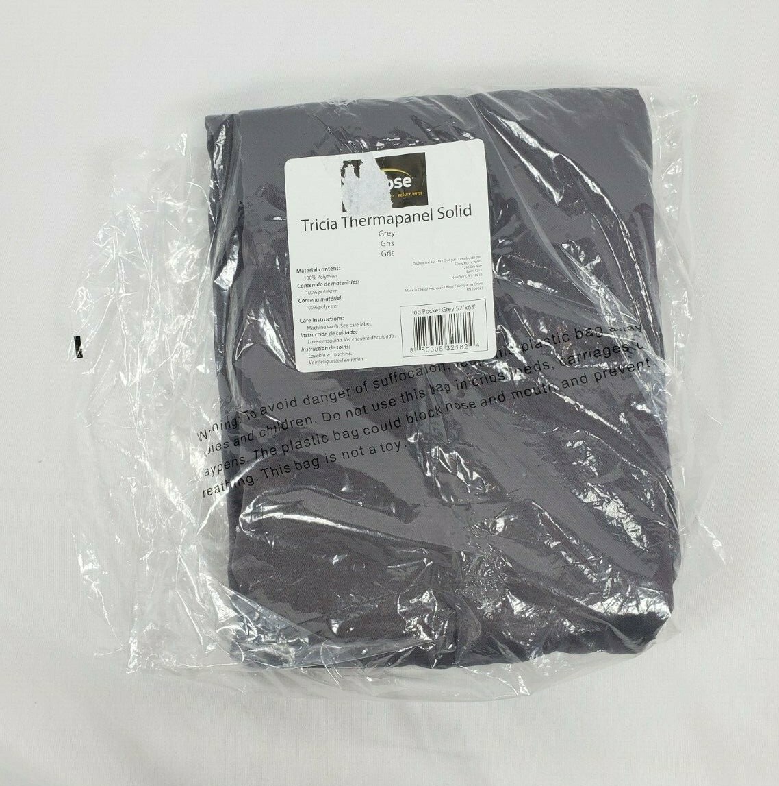 Eclipse Tricia Thermalpanel Solid Grey Rod-Pocket Curtain Panel, 52″x63″