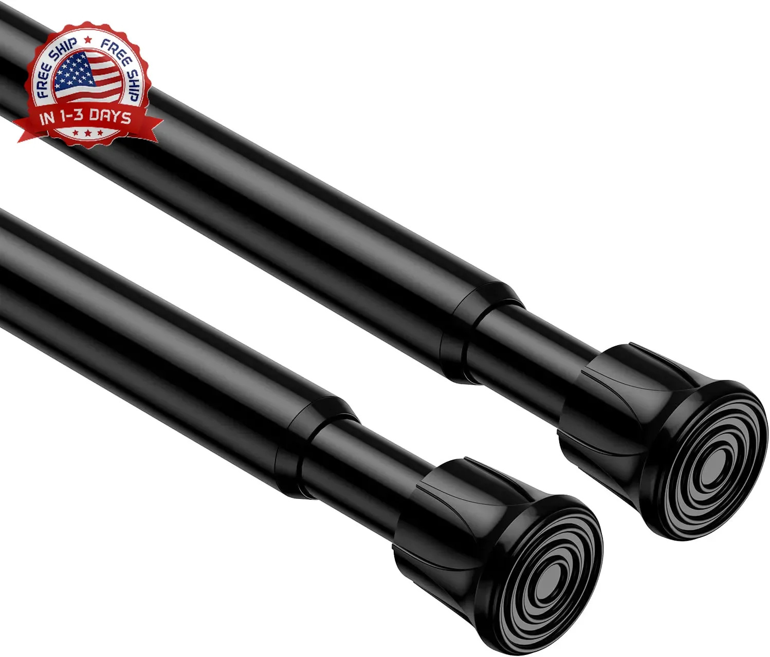 2 Pack Spring Tension Rods 28-48 Inches,5/8″ Diameter Black Spring Load Adjustab
