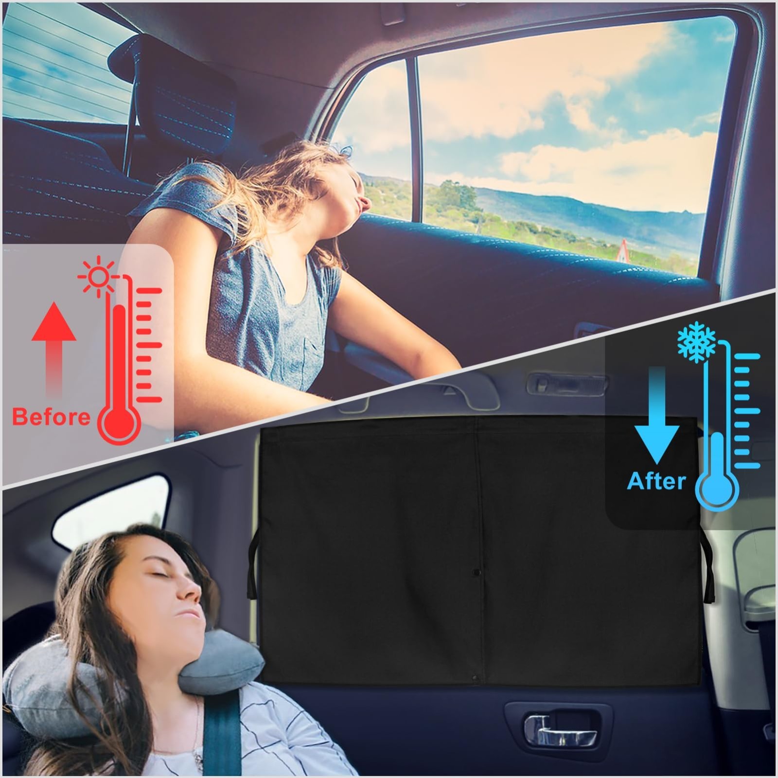 Magnetic Car Window Shades – 2 PCS Double Layer Sun Shade for Side Windows, Baby
