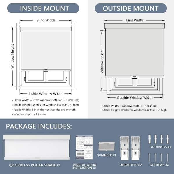 Aosky Blackout Cordless Roller Shades Thermal Insulated Polyester UV White