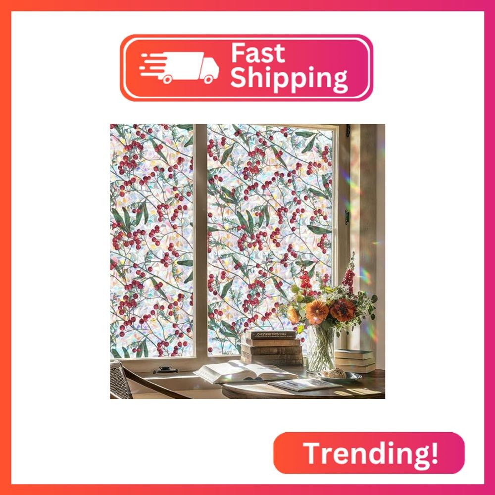 ADD.HERES Window Privacy Film, Stained Glass Decorative Static Cling, Removable