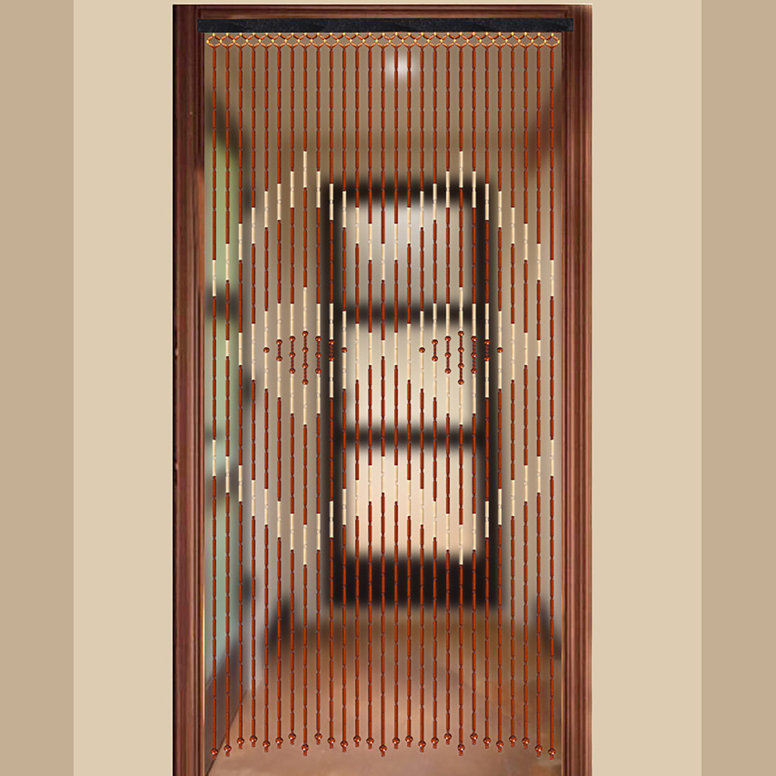 Natural Wood Bamboo Beaded Curtain for Doorway Room Divider 27 Strands