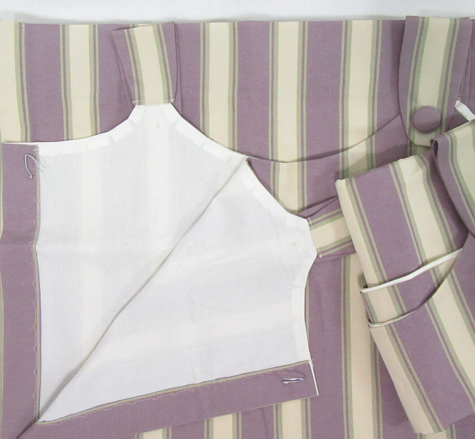 Custom Stripe Lavender 2pc 100 x 73 Button Tab-Top Drapery Panel Set