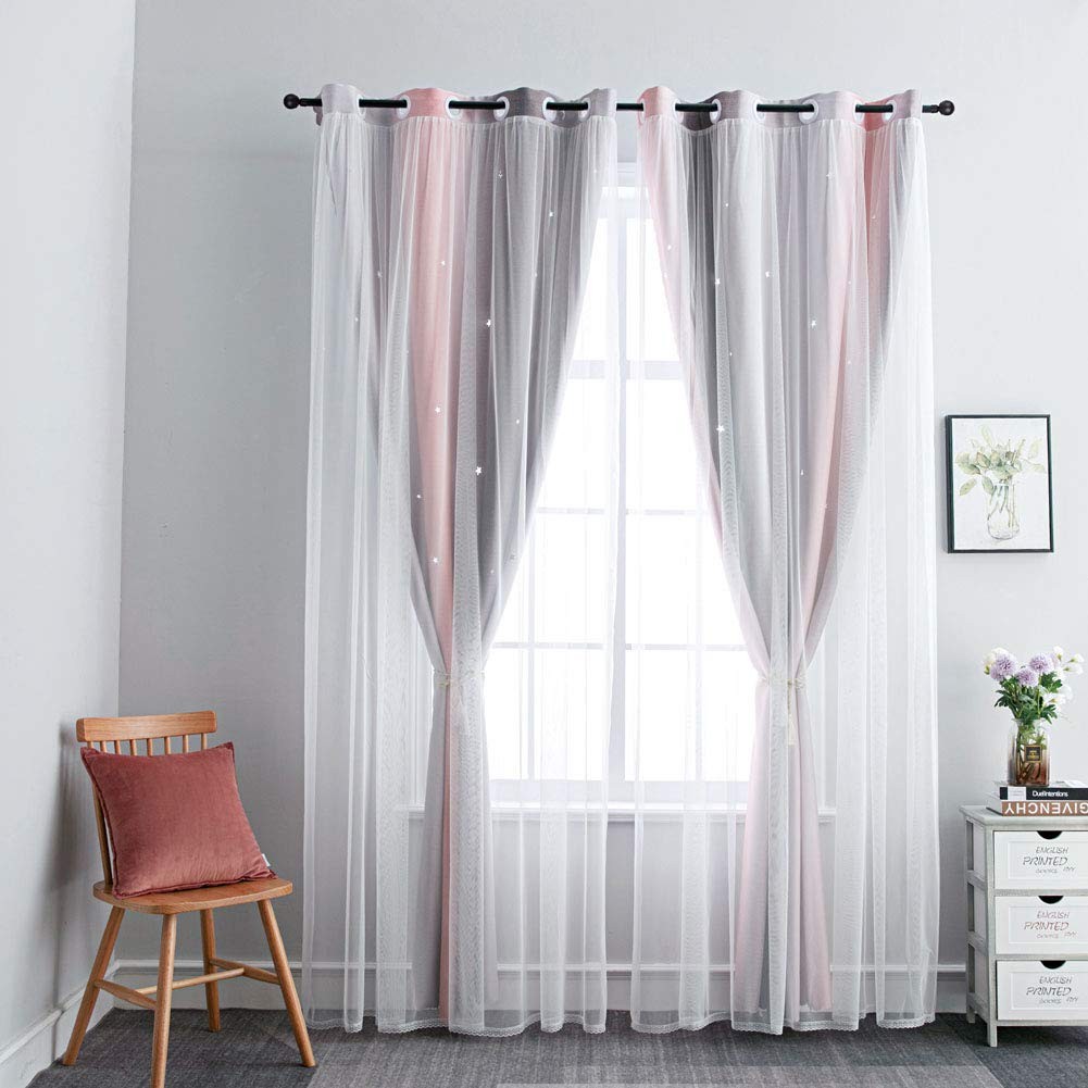 Ombre Rainbow Blackout Curtains for Kid Girls Bedroom Living Room Darking Str…