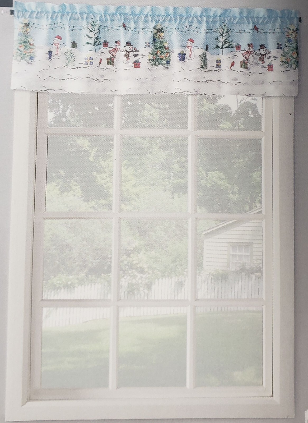 1 Fabric Printed Kitchen Valance(54×14″)CHRISTMAS,SNOWMEN,HOLIDAY WONDERLAND,Lic
