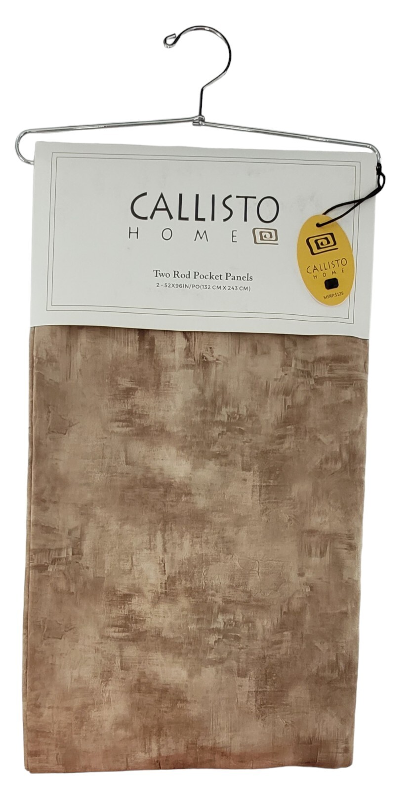 CALLISTO HOME 52 x 96 Scroll Champaign Rod Pocket Curtains SET OF 2 PANELS