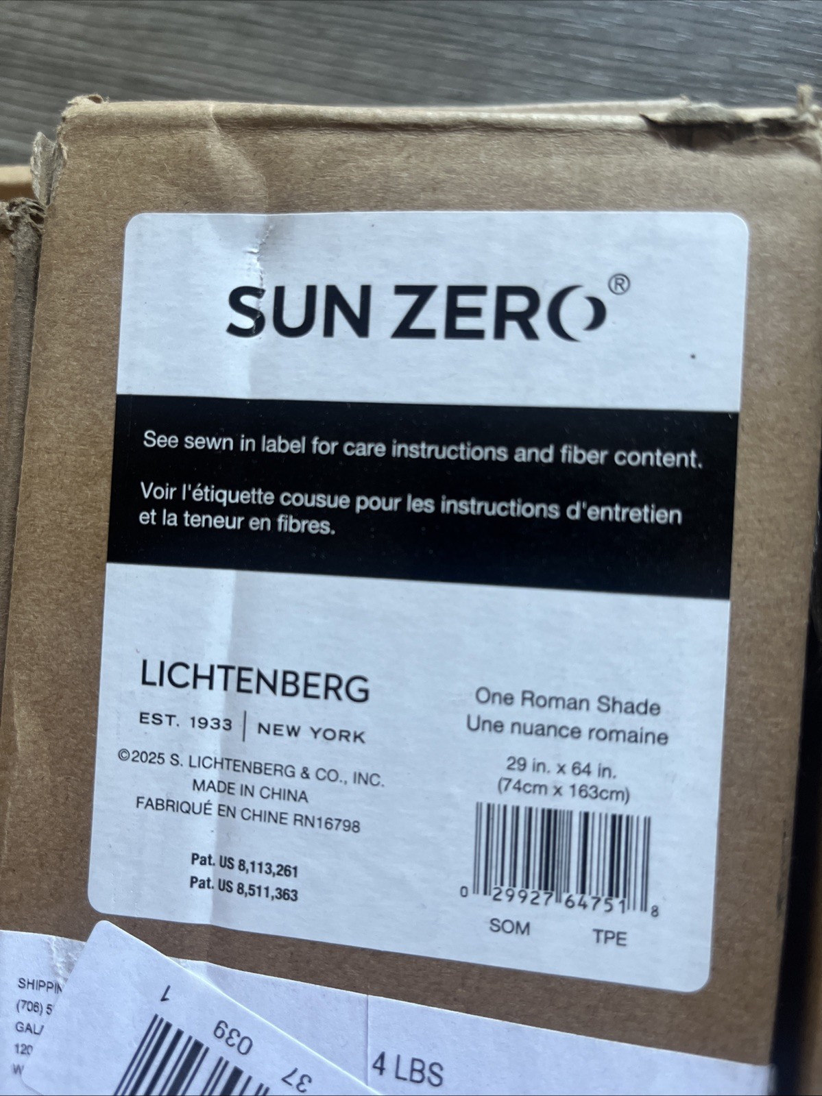 29″x64″ Sun Zero Somerton Textured 100% Blackout Cordless Roman Shade Taupe