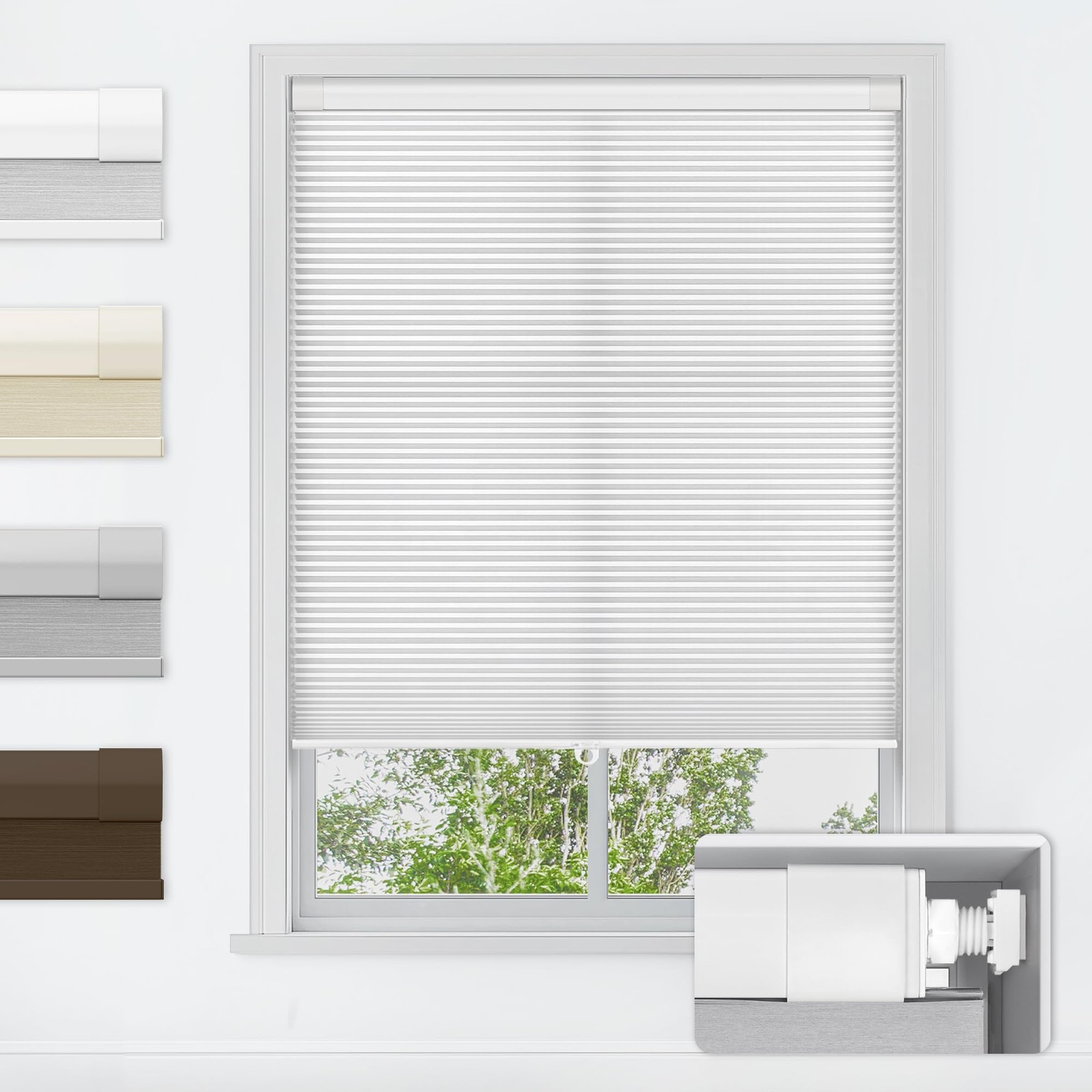 No Tools No Drill Cordless Cellular Shades, Light Filtering Honeycomb Shades …
