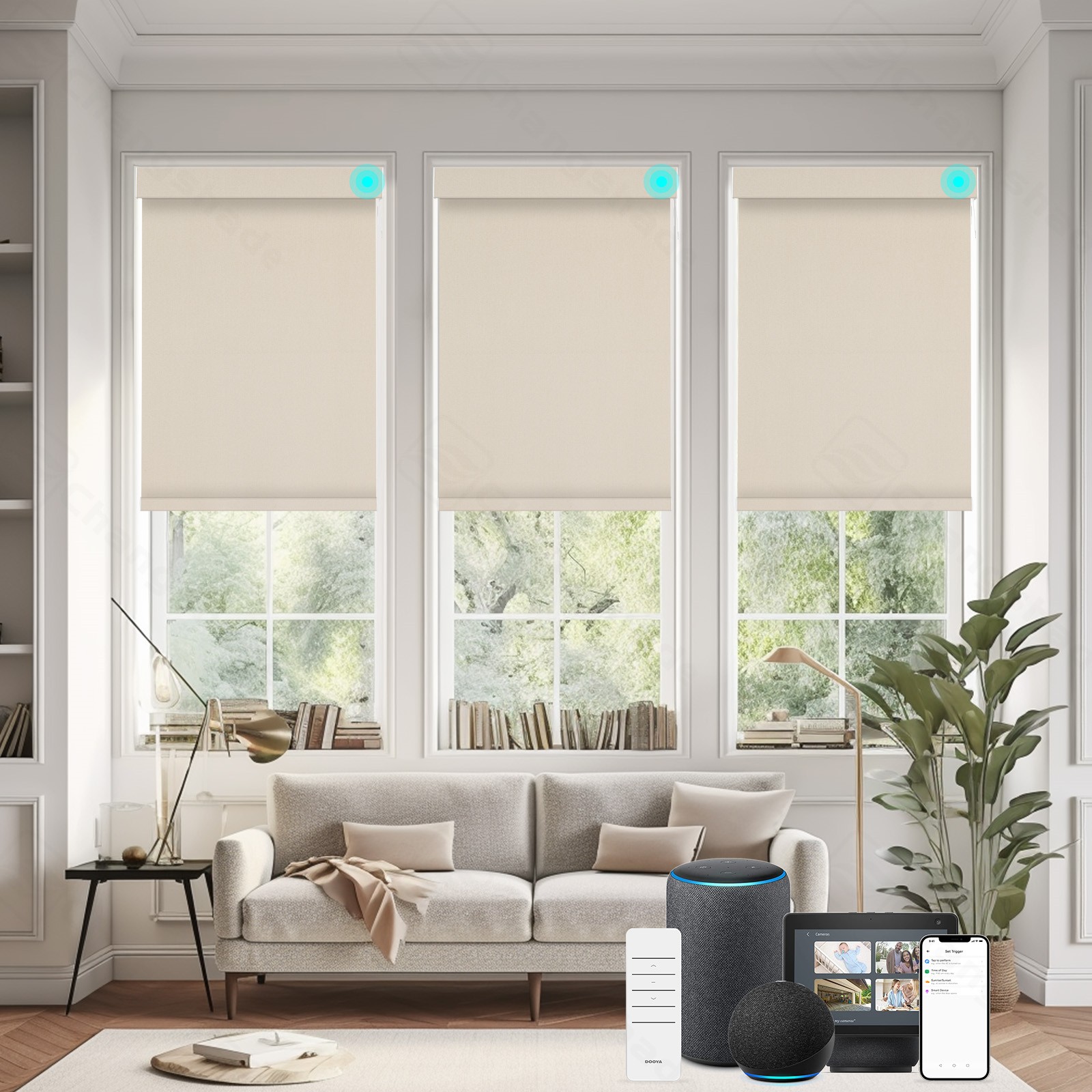 Changshade Smart Blackout Roller Shade with Remote Control Automatic Window Blin