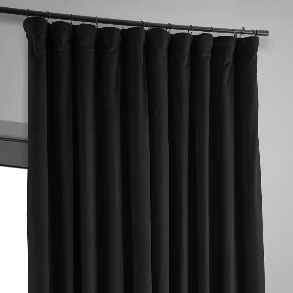 Black Extra Wide Velvet Rod Pocket Blackout Curtain – 100 In. W X 108 In. L (1 P
