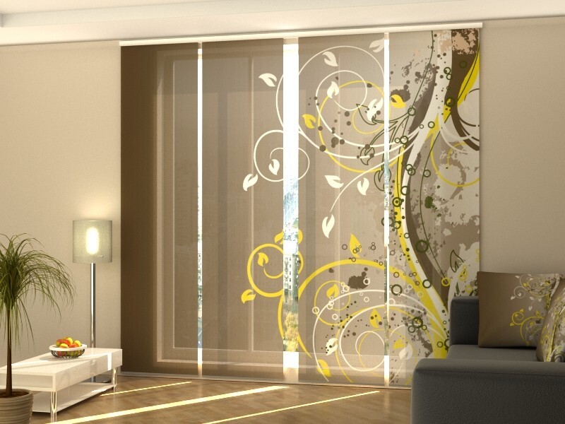 Vertical Blinds for Patio Door, any sizes – Art Floral on Brown Background