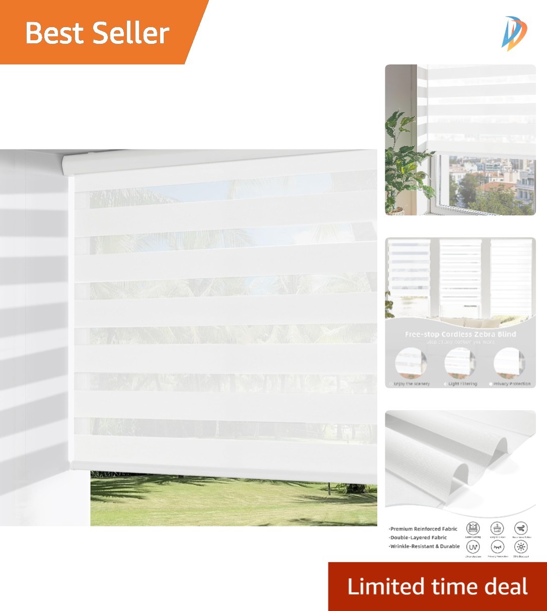 Modern Cordless Zebra Roller Blinds – 20″W x 72″H for Privacy & Light Control