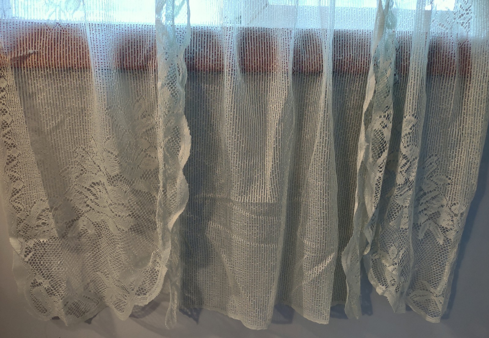 Floral Lace Sheer Light Mint Green Single Curtain Panel Asymmetrical Hem