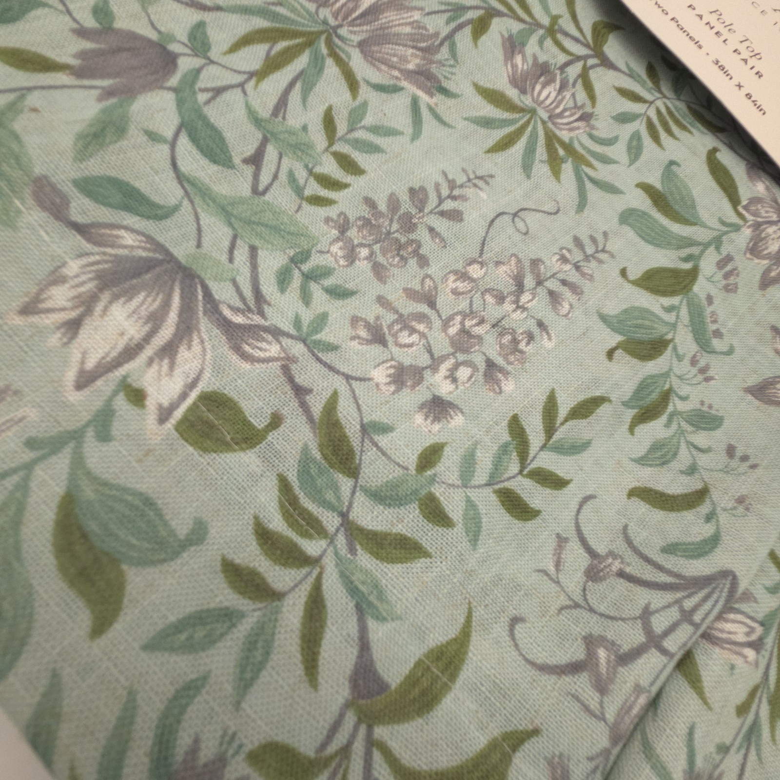 Laura Ashley Set 4 Mint Green Floral Fern Curtains 38×84 Cottage Botanical