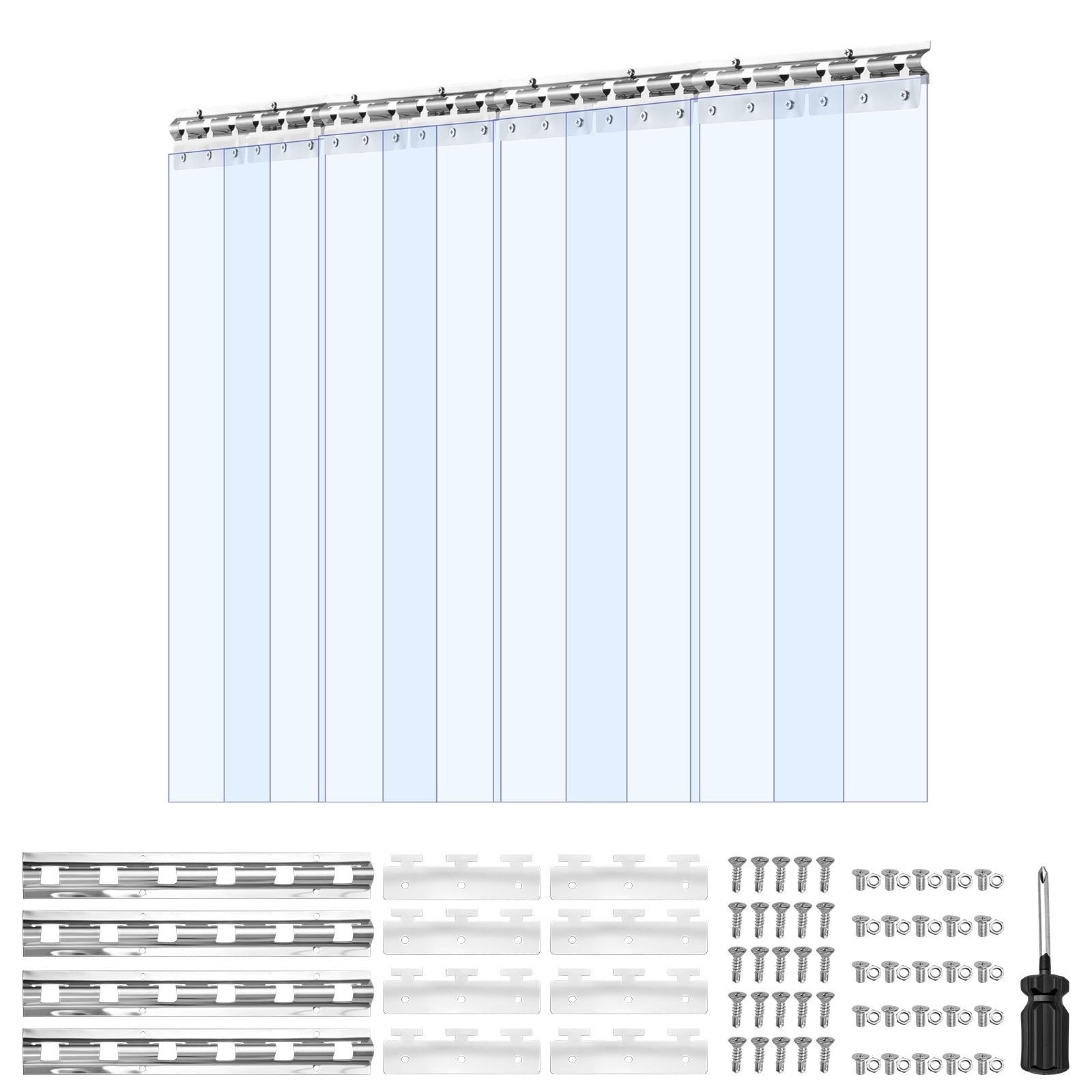 8-Piece Clear PVC Door Strips 84″x48″, 0.08″ Thermal Insulating