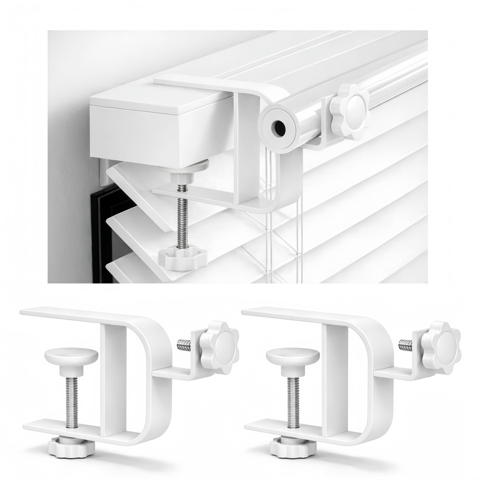 Inside Mount Curtain Rod Bracket for Blinds, No Drill Blind Adapter, Easy 1-M…