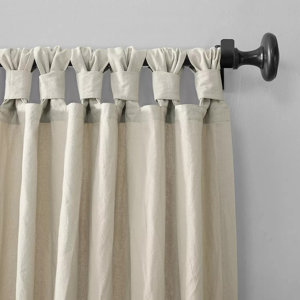 52″x95″ Archaeo Light Filtering Washed Cotton Twist Tab Curtain Panel,Ivory,New
