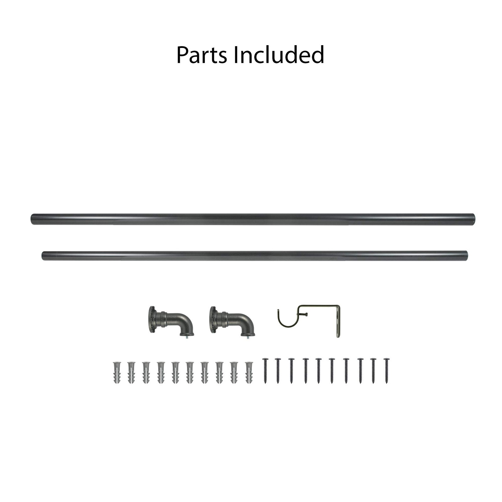 Adjustable Curtain Rod 18-36 Inch Wrap Around Black Set